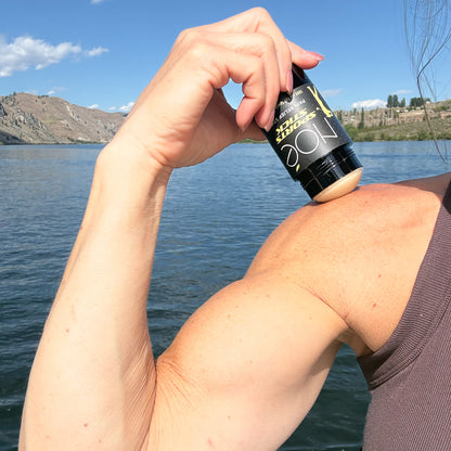 Apply CBD Sports stick to sore muscles for natural pain relief - noefresh.com
