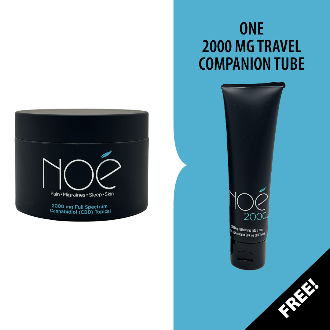 Noe 2000 mg CBD Topical Cream with free CBD Travel Companion Tube